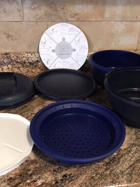 Tupperware SMART MULTI COOKER 6pc Cobalt Blue Microwave Steamer/Cooker